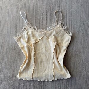y2k cream lace cami tank top